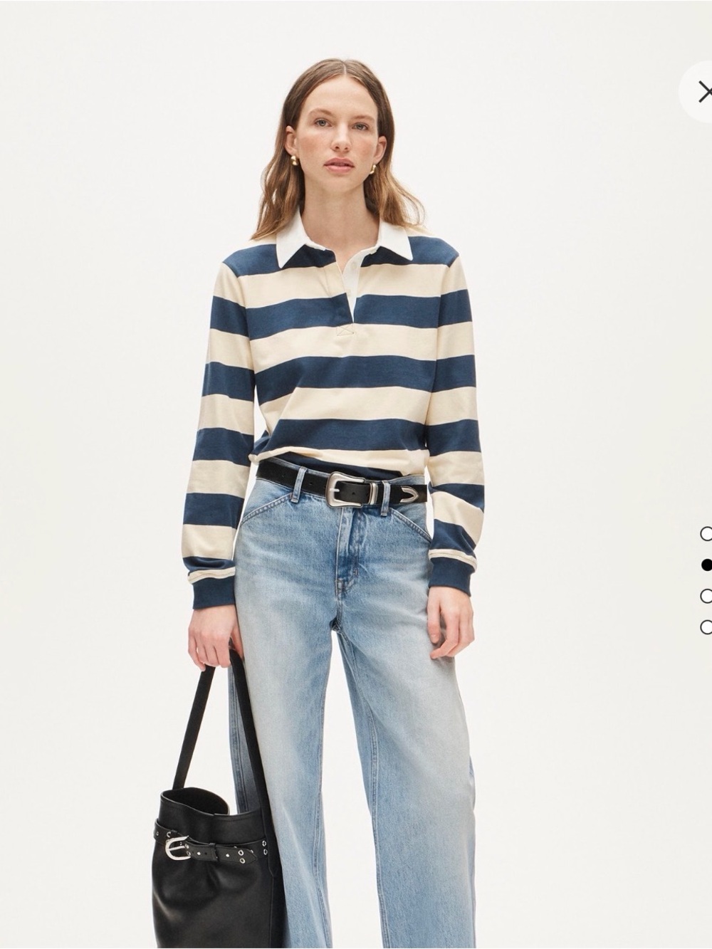 NWT J. Crew Boyfriend Jersey Striped Rugby Shirt – Navy and Cream, size small - Picture 2 of 3